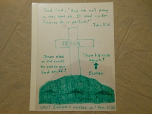 Jesus is perfect, and His death on the cross covers the bad stuff in our lives when we accept Him as Savior.